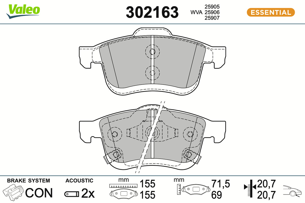 Jeu de 4 plaquettes de frein VALEO ref. 302163